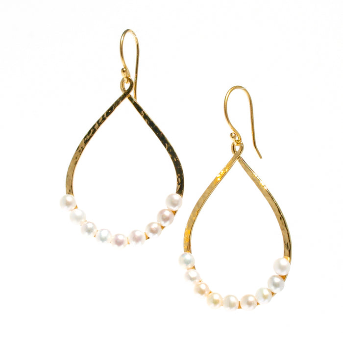 Gold vermeil boho pearl loop earrings with genuine freshwater pearls designed in Broome Australia