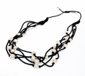 Boho Pearl Necklace with genuine freshwater pearls on black braided cord