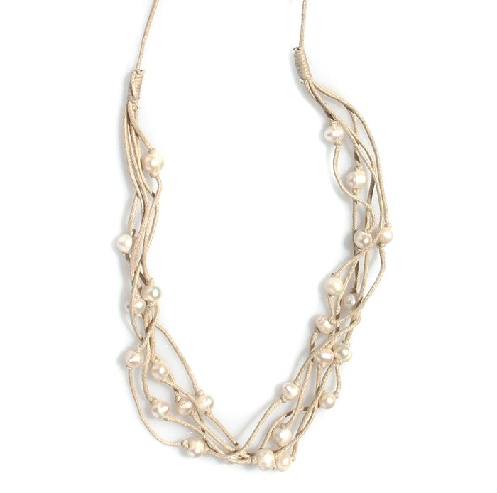 Multi strand boho pearl necklace worn coastal style Broome WA