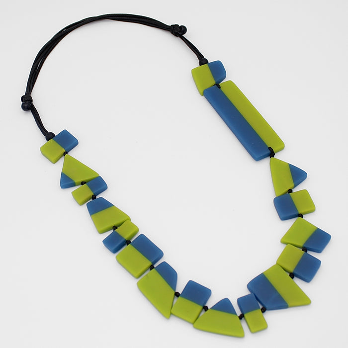 Bria Artistic Lime Blue Necklace - Sylca Designs - Chunky Jewelry
