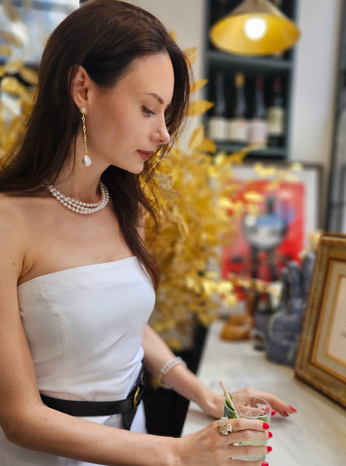 Bride Baroque Pearls Dangle Earrings NE013