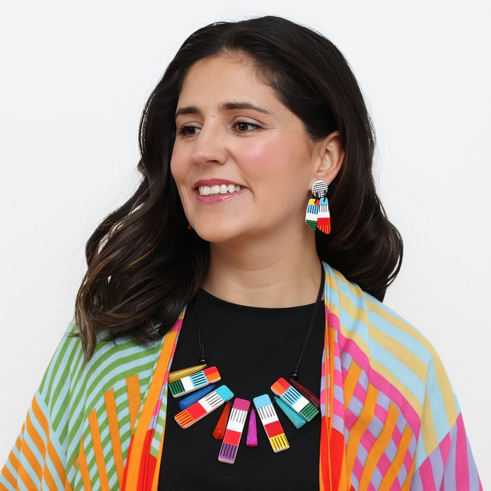 Bright Multi Cascade Charm Necklace - Sylca Designs - Chunky Jewelry