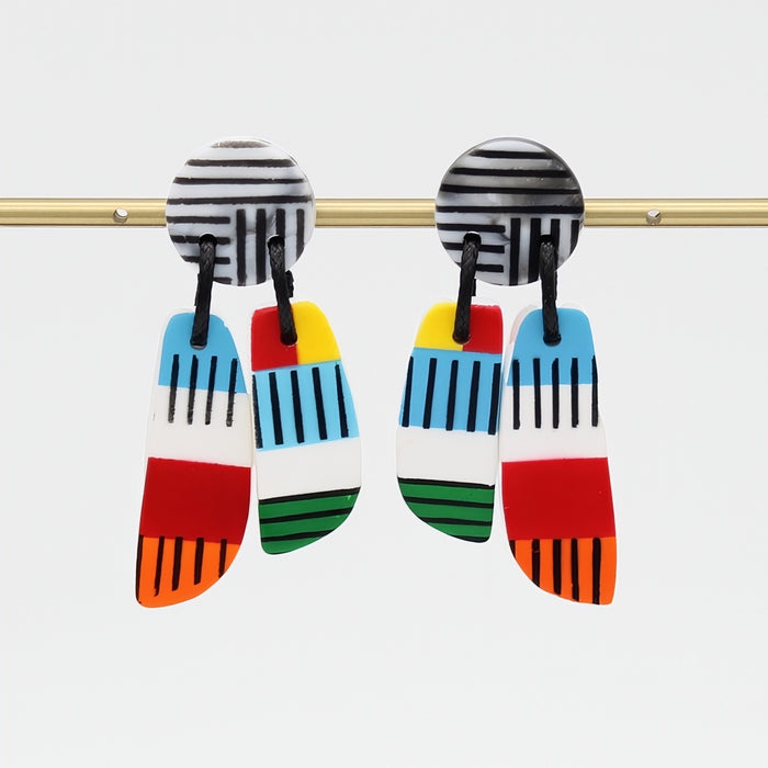 Bright Multi Color Geometric Earring - Sylca Designs - Chunky Jewelry
