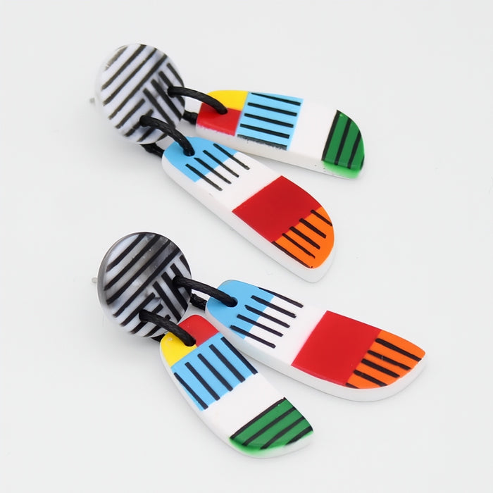 Bright Multi Color Geometric Earring - Sylca Designs - Chunky Jewelry