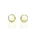 broome night star pearl stud earrings gold halo design freshwater pearl sparkling detail coastal jewellery Australia