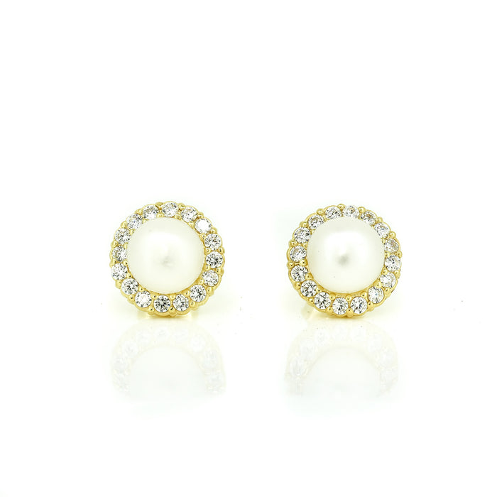 broome night star pearl stud earrings gold halo design freshwater pearl sparkling detail coastal jewellery Australia