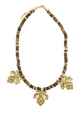 Brown Agate With Maple Leaves Statement Necklace QN007