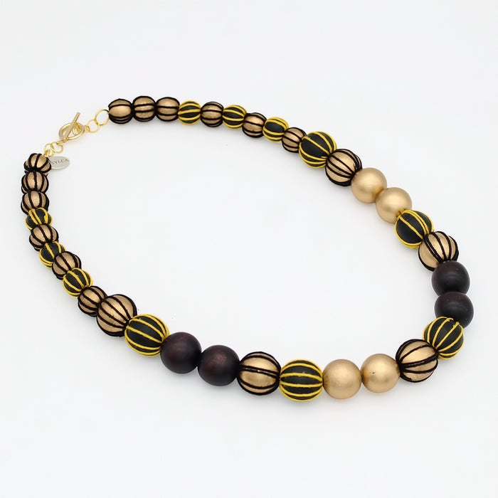 Brown and Gold Threaded Art Deco Necklace