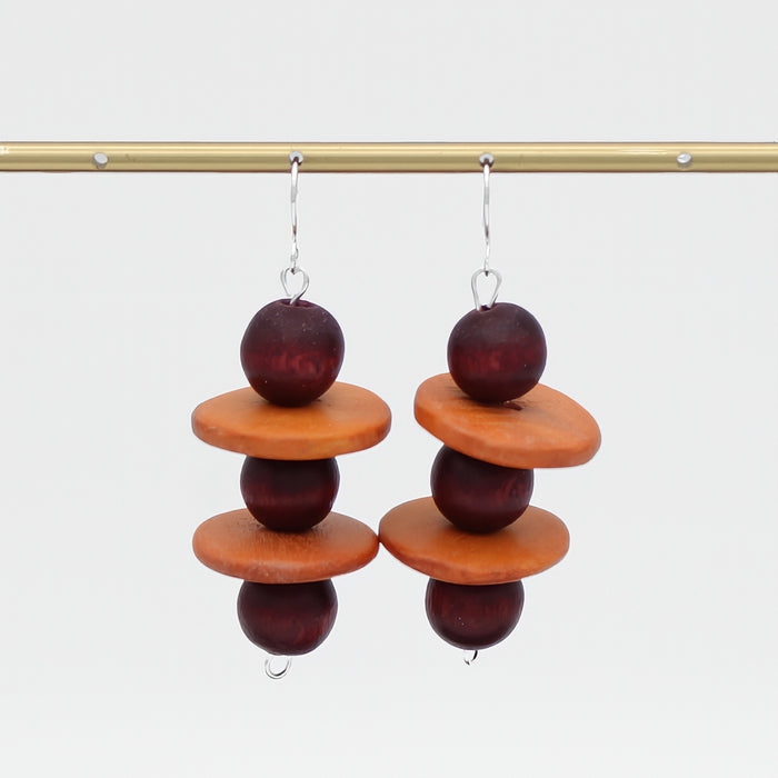 Brown and Orange Contemporary Earring - Sylca Designs - Chunky Jewelry