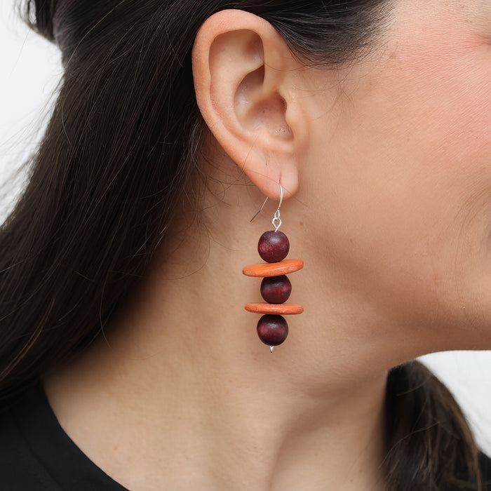 Brown and Orange Contemporary Earring - Sylca Designs - Chunky Jewelry