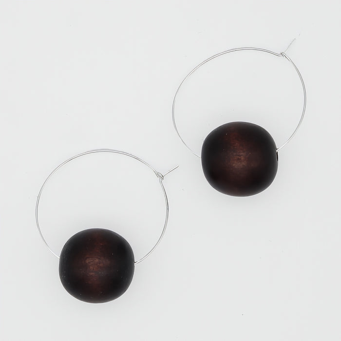 Brown Ball Hoop Dangle Earring - Sylca Designs - Chunky Jewelry