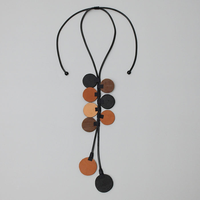 Brown Leather Arabella Pendant Necklace - Sylca Designs - Chunky Jewelry