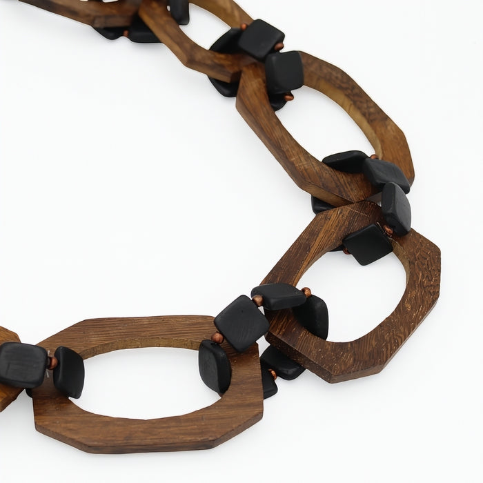 Brown Paz Wooden Link Necklace