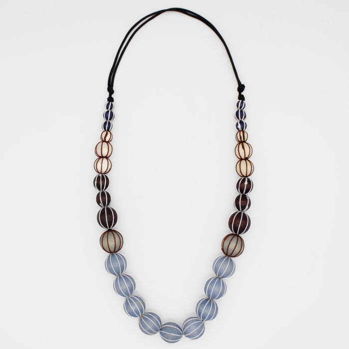 Brown Pietra Graduated Wrapped Bead Necklace - Sylca Designs - Chunky Jewelry