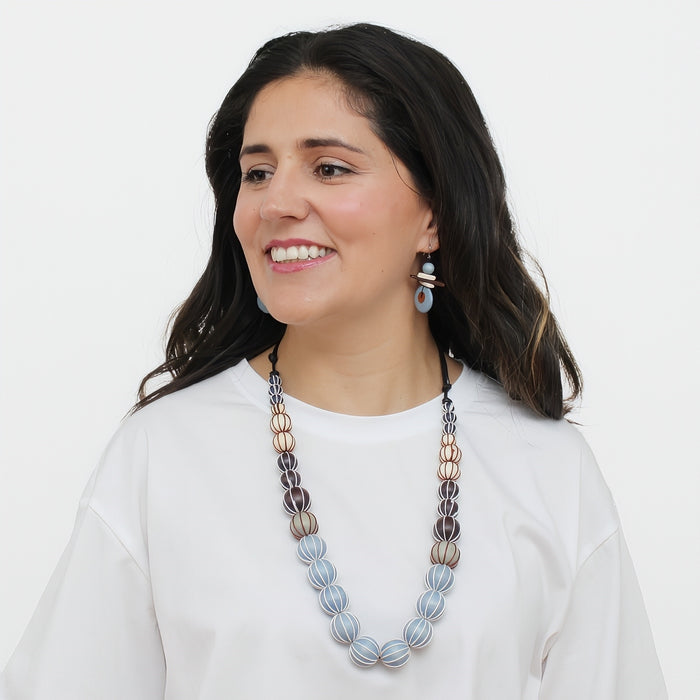Brown Pietra Graduated Wrapped Bead Necklace - Sylca Designs - Chunky Jewelry