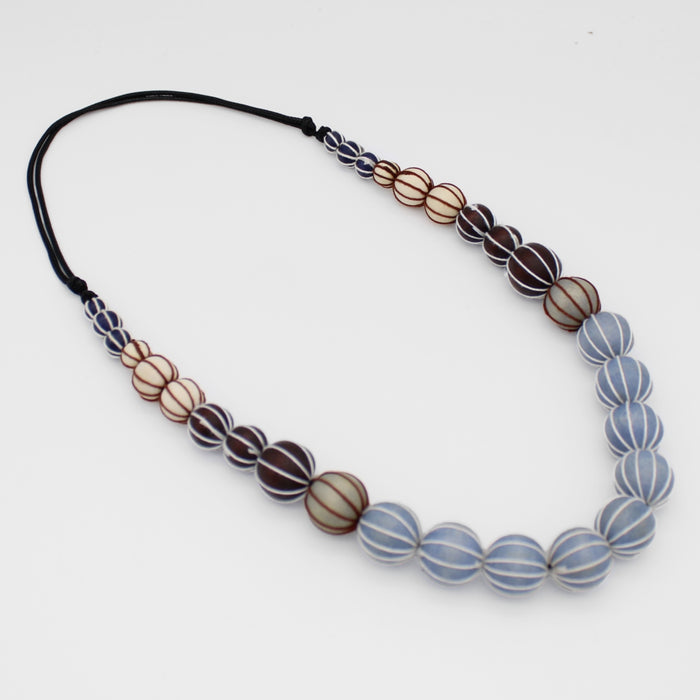 Brown Pietra Graduated Wrapped Bead Necklace - Sylca Designs - Chunky Jewelry