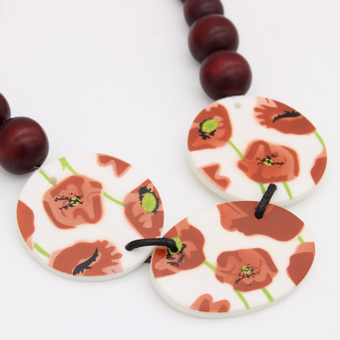 Brown Poppies Choker Necklace