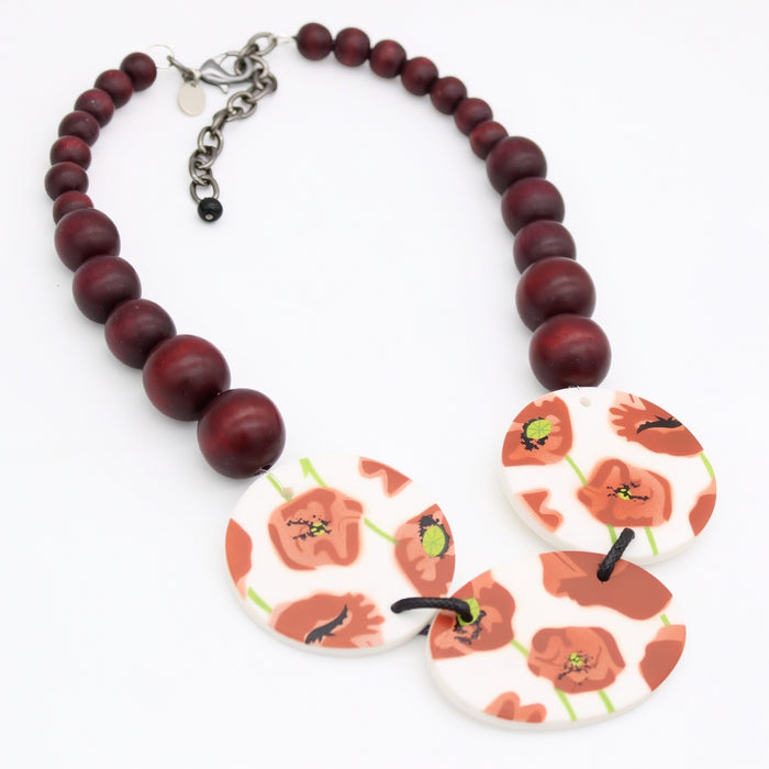 Brown Poppies Choker Necklace