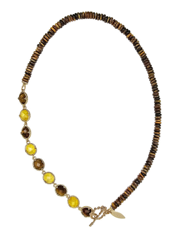 Brown Tiger-eye With Citrine Statement Necklace PN054