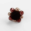 Brown Velvet Beaded Ring - Sylca Designs - Chunky Jewelry