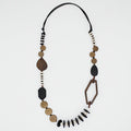 Brown Wood Bead Gabby Necklace - Sylca Designs - Chunky Jewelry