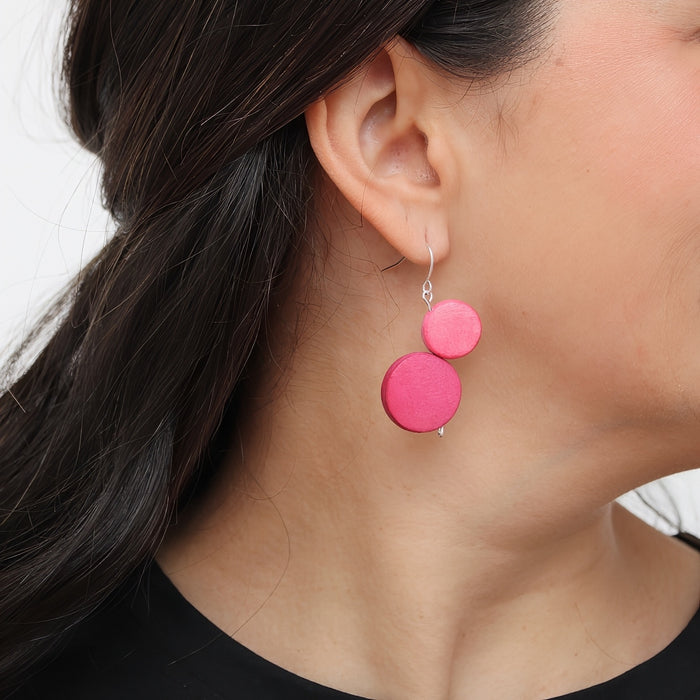Bubblegum Georgie Two Bead Drop Earrings - Sylca Designs - Chunky Jewelry