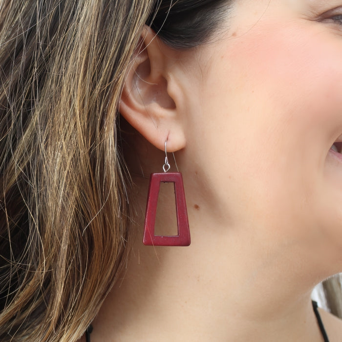 Burgundy Driftwood Dangle Earrings
