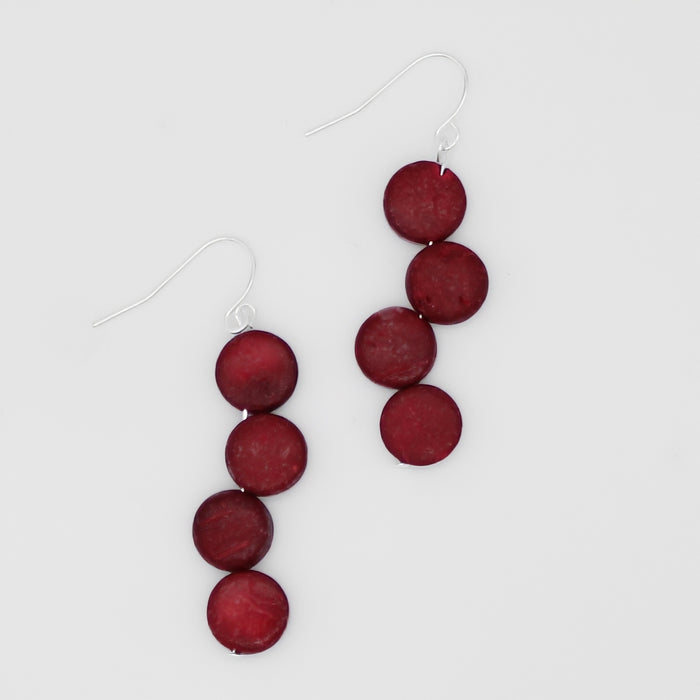 Burgundy Eva Dangle Earrings - Sylca Designs - Chunky Jewelry