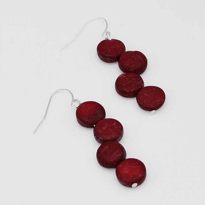 Burgundy Eva Dangle Earrings - Sylca Designs - Chunky Jewelry