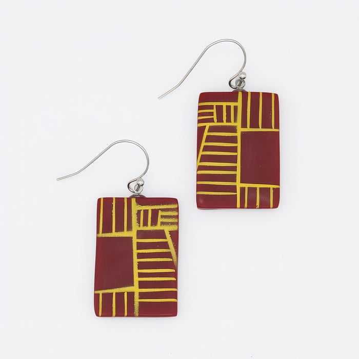 Burgundy Geovibe Drop Earring
