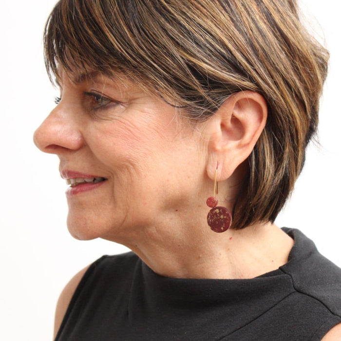 Burgundy Speckled Calla Earring - Sylca Designs - Chunky Jewelry