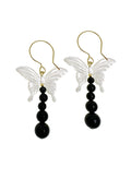 Butterfly Shell with Black Obsidian Statement Earrings LE042 - FARRA