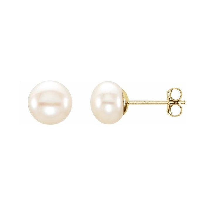 Button Pearl Stud Earrings