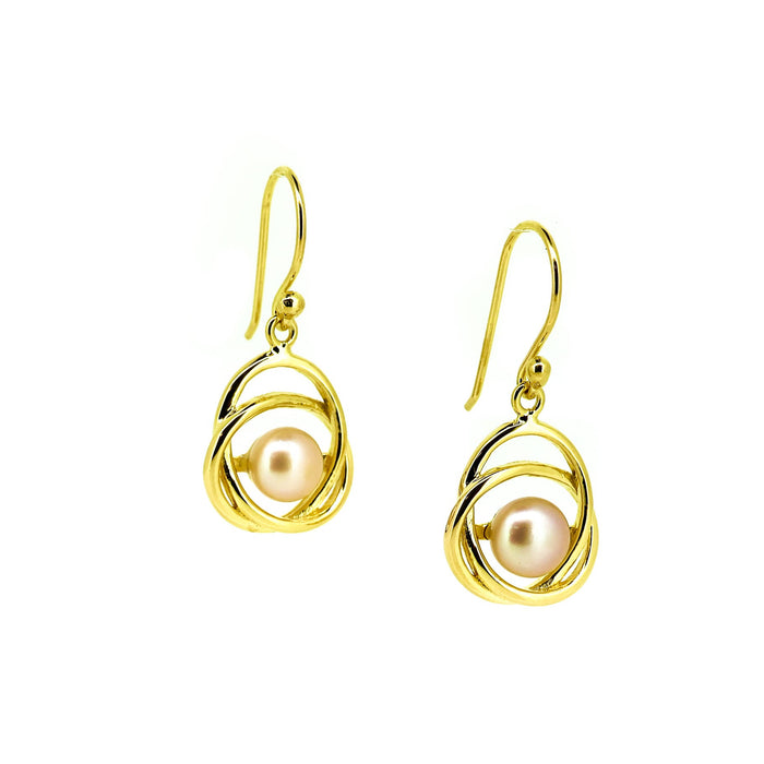 Cable Beach Haze Sunset Pink Pearl Earrings Gold featuring genuine pink freshwater pearls set in premium gold vermeil over 925 sterling silver.