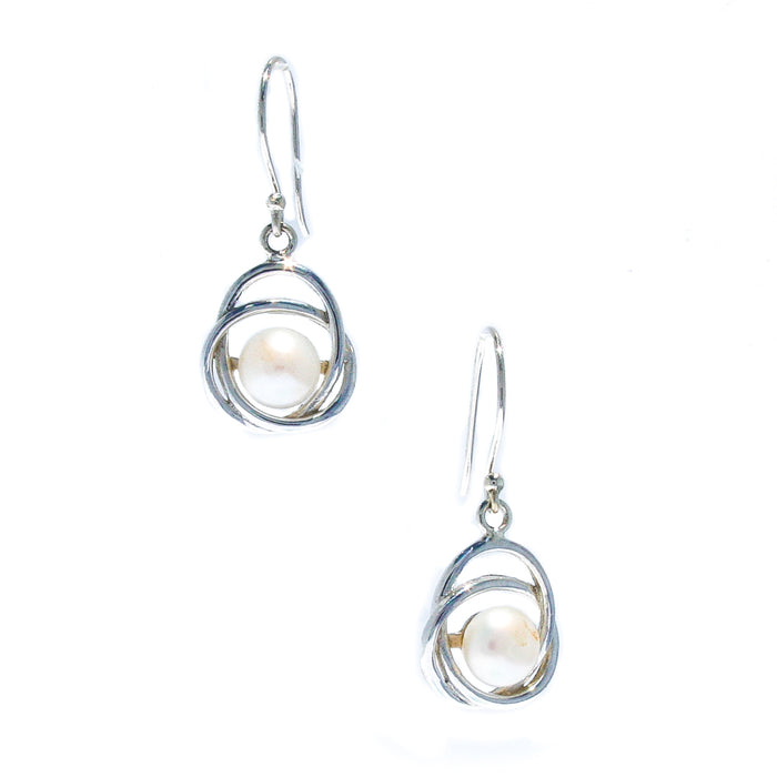 cable beach haze white pearl hook earrings sterling silver