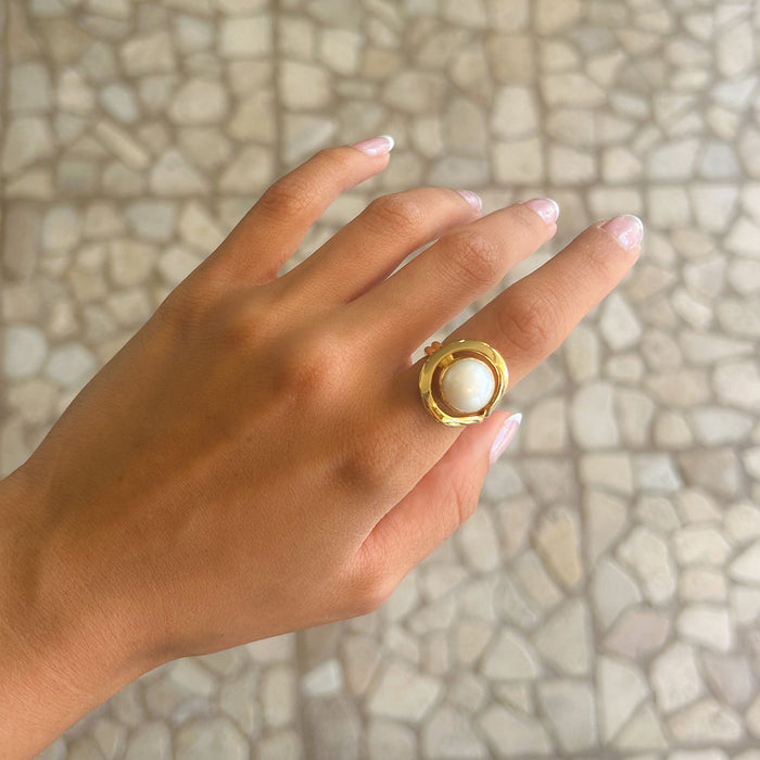 genuine freshwater pearl ring in gold vermeil designed in broome