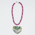 Cactus Decoupage Heart Necklace - Sylca Designs - Artsy Chunky Jewelry