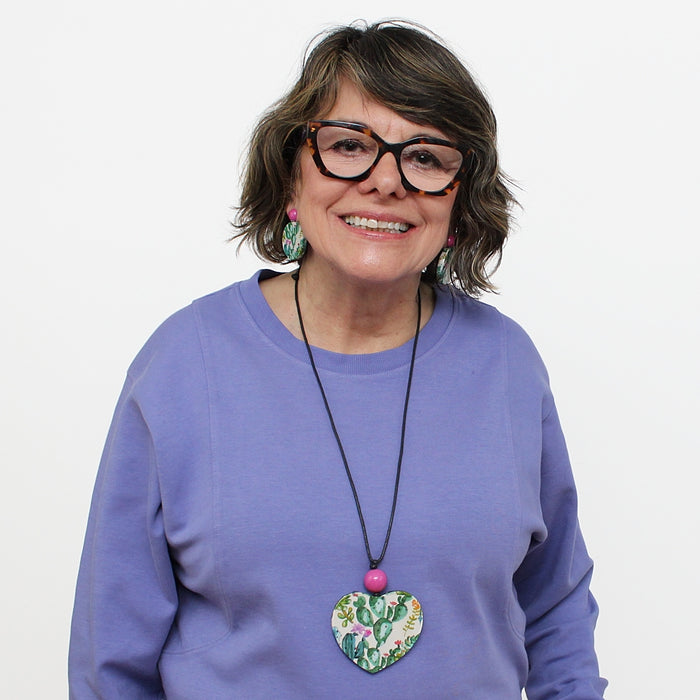 Cactus Heart Pendant Necklace - Sylca Designs - Chunky Jewelry
