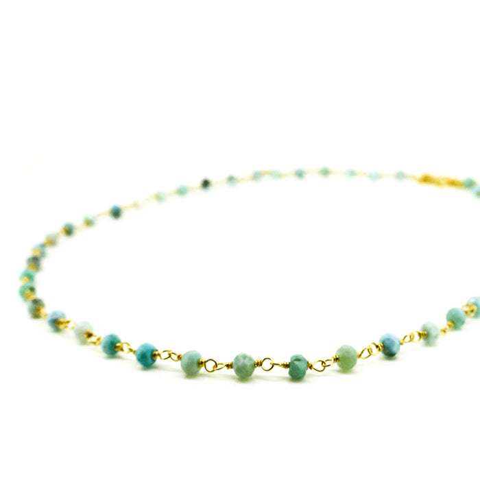 “Caribbean Dreams Larimar gold vermeil necklace designed in Broome Western Australia”