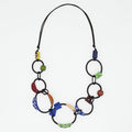 Carnival Circles Multicolor Leather Statement Necklace