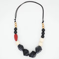 Caroline Red and Black Chunky Wooden Necklace