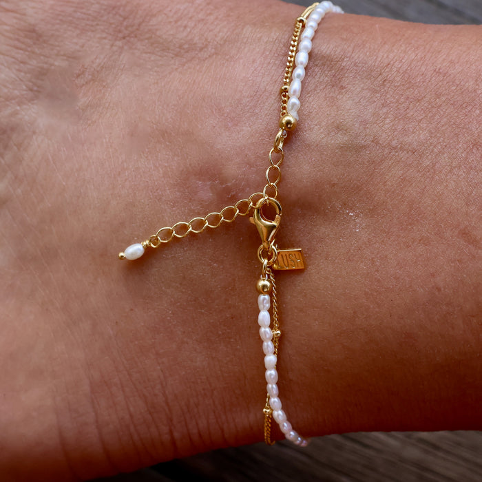 Cascade Pearl Anklet Gold | Dainty Gold Vermeil Anklet
