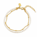Cascade Pearl Bracelet Gold crafted with genuine freshwater pearls, premium gold vermeil chain, and elegant layered detailing inspired by the Australian coast.