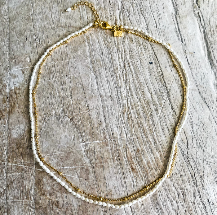Cascade Pearl Necklace Gold | Gold Vermeil Coastal Necklace Australia