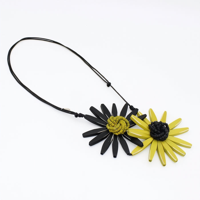 Chartreuse Amaya Double Flower Statement Necklace
