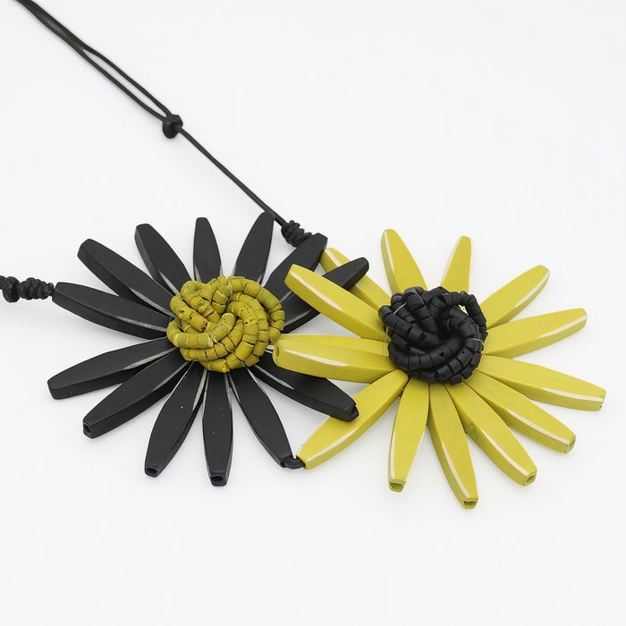 Chartreuse Amaya Double Flower Statement Necklace