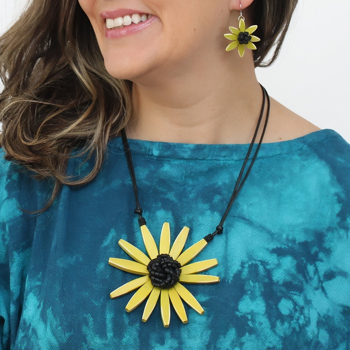 Chartreuse Amaya Flower Statement Necklace