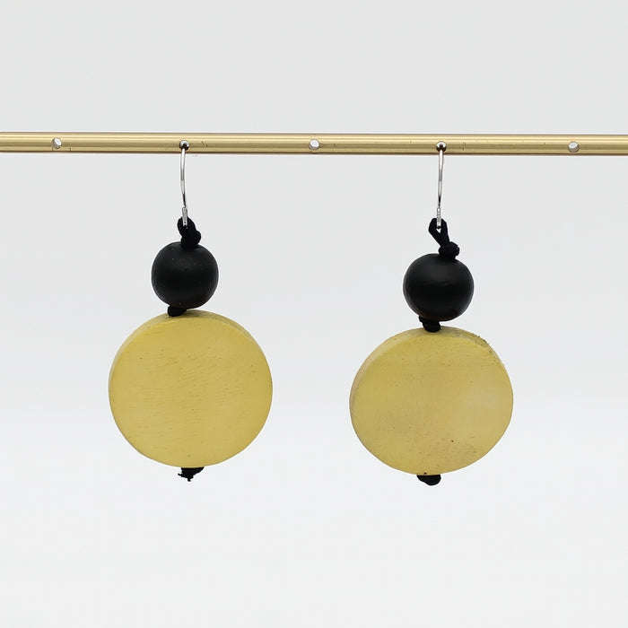 Chartreuse Wood Earrings - Sylca Designs - Chunky Jewelry