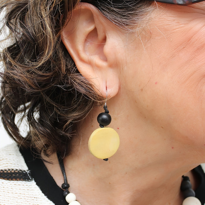 Chartreuse Wood Earrings - Sylca Designs - Chunky Jewelry
