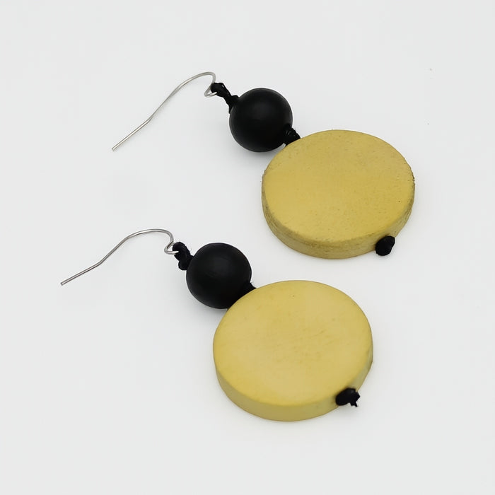 Chartreuse Wood Earrings - Sylca Designs - Chunky Jewelry